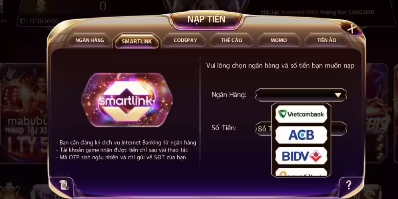 Gemwin hỗ trợ rút tiền qua hầu hết các ngân hàng phổ biến tại Việt Nam