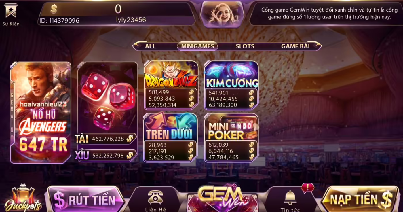 Thành viên Gemwin sẽ được trải nghiệm trò chơi tài xỉu với nhiều phiên bản khác nhau